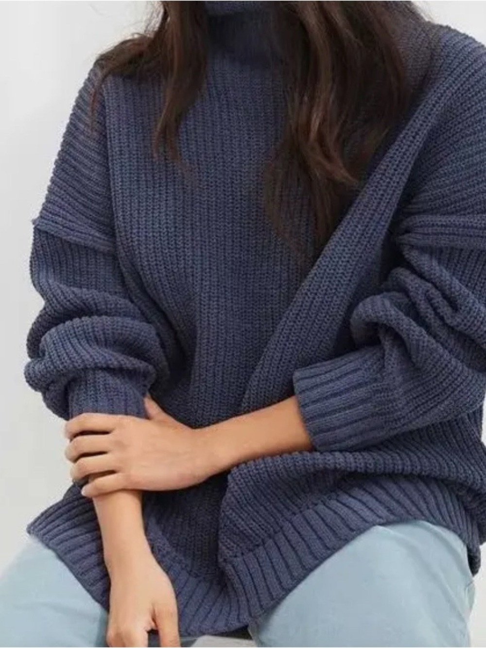 aerie Chunky Turtleneck Sweater - Slate Blue